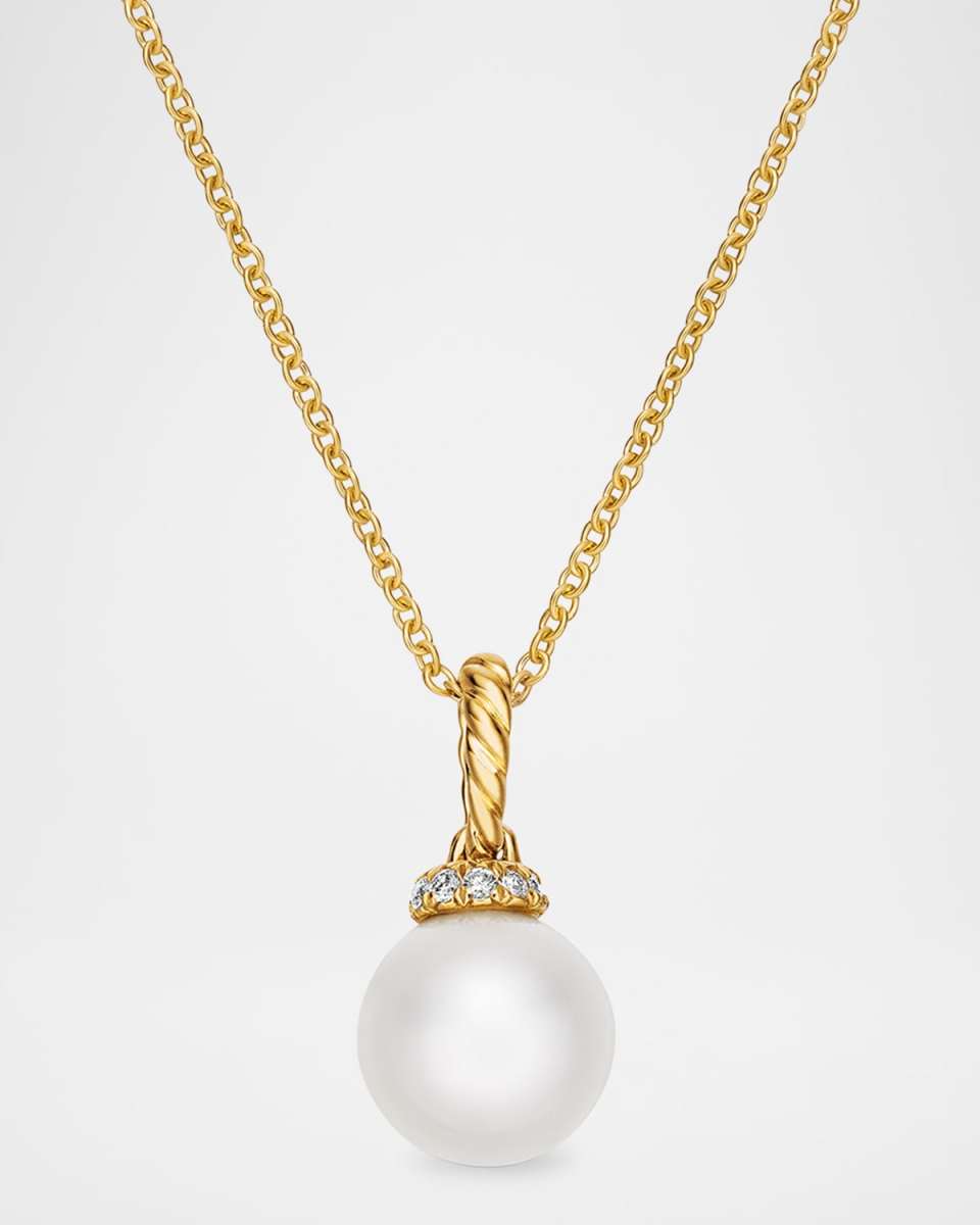 Solari Pendant Necklace with Diamonds and Pearl in 18K Gold